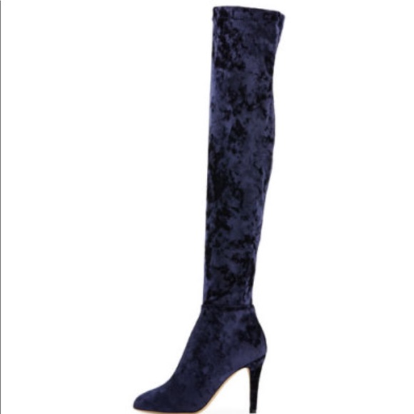 Jimmy Choo Toni Over-The-Knee Stretch-Velvet Boots - Picture 2 of 8